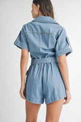 YUI MOTO DENIM ROMPER