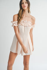 ELISA RUFFLED OFF THE SHOULDER ROMPER