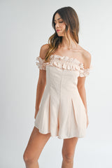 ELISA RUFFLED OFF THE SHOULDER ROMPER