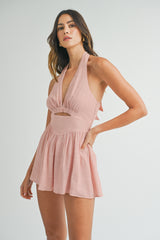EMBERLYNN CUT OUT HALTER NECK ROMPER