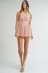 EMBERLYNN CUT OUT HALTER NECK ROMPER