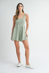 MORGAN SCOOP NECK SLEEVELESS RIB ROMPER