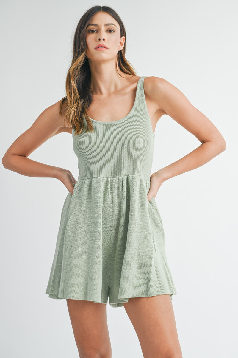 MORGAN SCOOP NECK SLEEVELESS RIB ROMPER