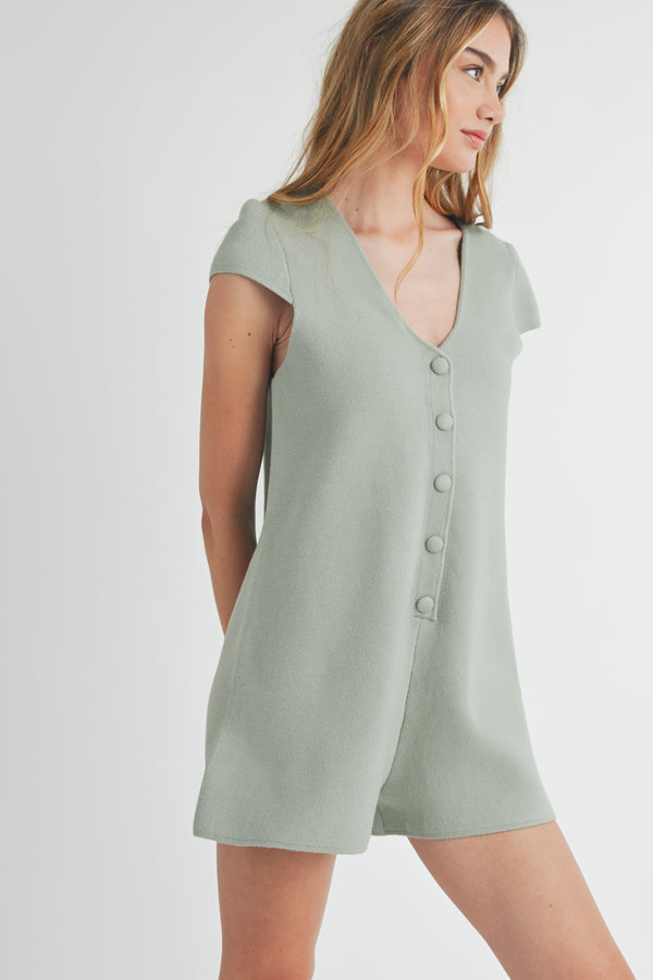 ELEANOR BUTTON DOWN KNIT ROMPER