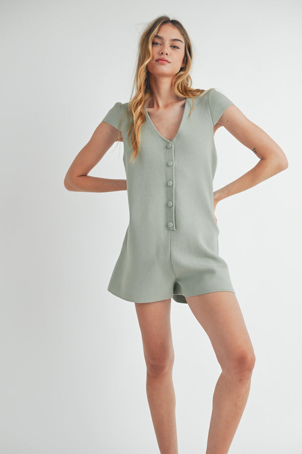 ELEANOR BUTTON DOWN KNIT ROMPER