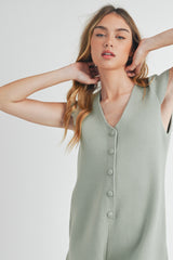 ELEANOR BUTTON DOWN KNIT ROMPER