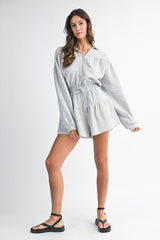 KARSYN ZIP FRONT HOODED ROMPER
