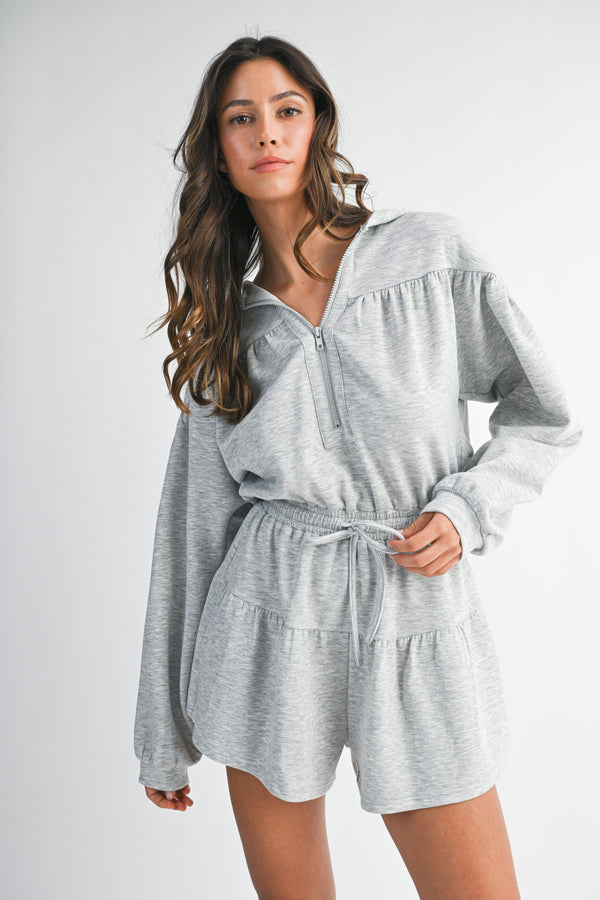 KARSYN ZIP FRONT HOODED ROMPER