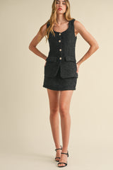 MIRACLE SEQUIN TWEED SLEEVELESS ROMPER