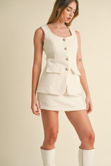 MIRACLE SEQUIN TWEED SLEEVELESS ROMPER