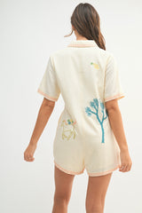 THEON EMBROIDERED BUTTON ROMPER