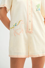 THEON EMBROIDERED BUTTON ROMPER