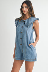 GRACE COLLAR BUTTON DOWN DENIM ROMPER