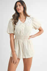 SABLE BUBBLE SLEEVE ROMPER