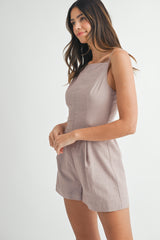 BELLAMY STRAP SHOULDER LINEN ROMPER