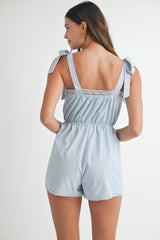 DAYANA EMBROIDERED SHOULDER STRAP ROMPER