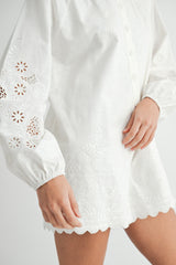 QUINLEY EMBROIDERED LONG SLEEVE ROMPER