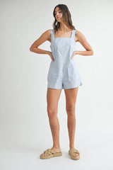 BRONWEN EMBROIDERED SQUARE NECK ROMPER