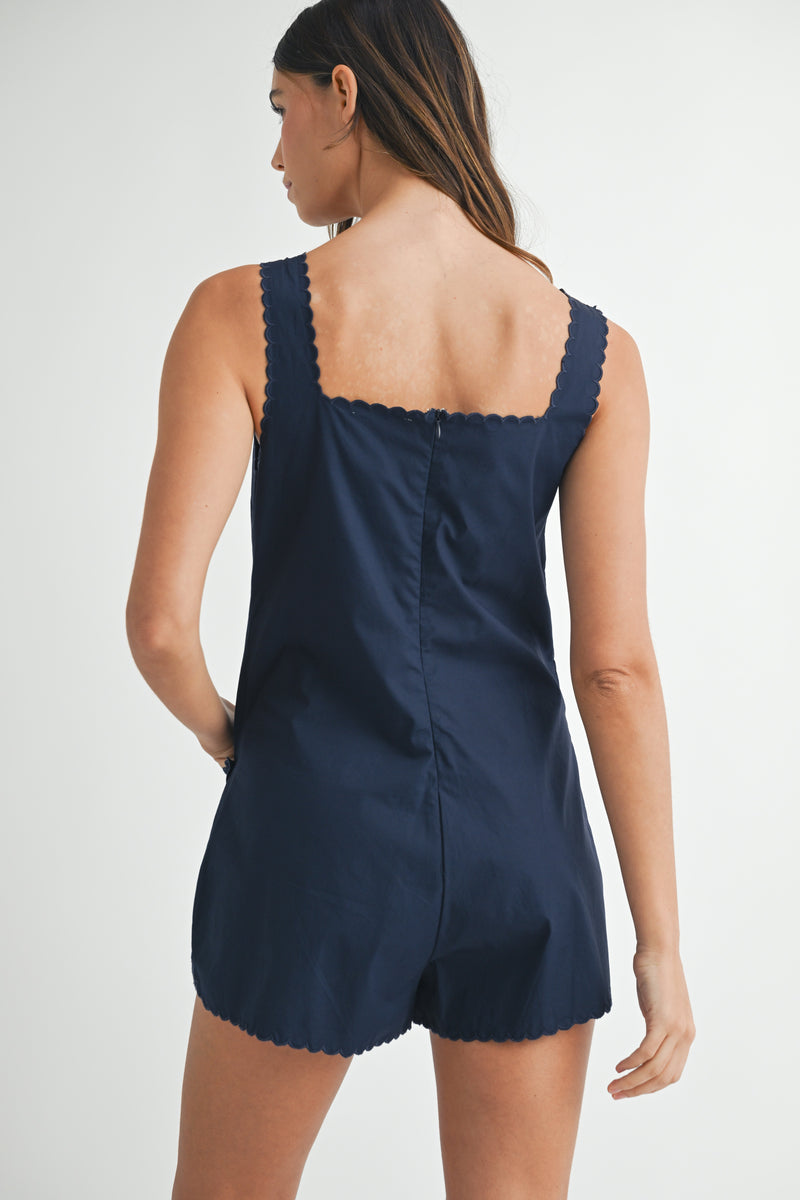 BRONWEN EMBROIDERED SQUARE NECK ROMPER