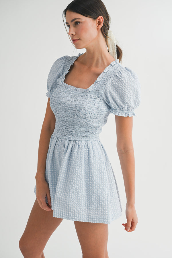 KINGSLEY SMOCKED GINGHAM ROMPER