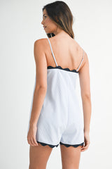 RORYLN WAVY LACE BUTTON DOWN ROMPER