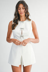 MINA JEWEL BOW DETAIL FITTED ROMPER