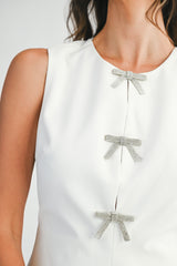MINA JEWEL BOW DETAIL FITTED ROMPER