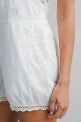 EWA EYELET ROMPER WITH TRIM DETAIL