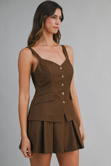KIMBERLY FRONT BUTTON CLOSURE SUIT ROMPER