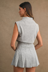 ELEANOR SCUBA HALF ZIP UP PLEATED ROMPER