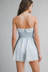 EMMELYN EMBROIDERY BACK SMOCKED ROMPER