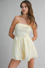 EMMELYN EMBROIDERY BACK SMOCKED ROMPER