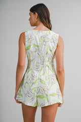RAON LINEN PRINTED SLEEVELESS ROMPER