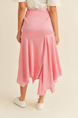 KARTER HANDKERCHIEF SATIN MIDI SKIRT