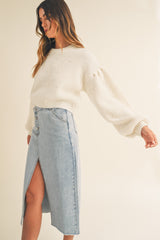 BORA FRONT SLIT DENIM SKIRT