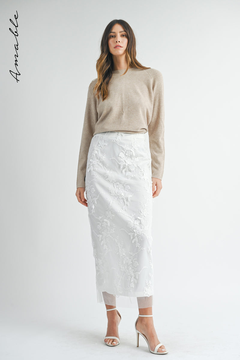 JESSAMINE FLORAL TEXTURED MIDI SKIRT