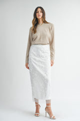 JESSAMINE FLORAL TEXTURED MIDI SKIRT