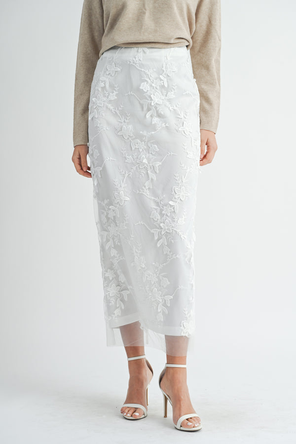 JESSAMINE FLORAL TEXTURED MIDI SKIRT
