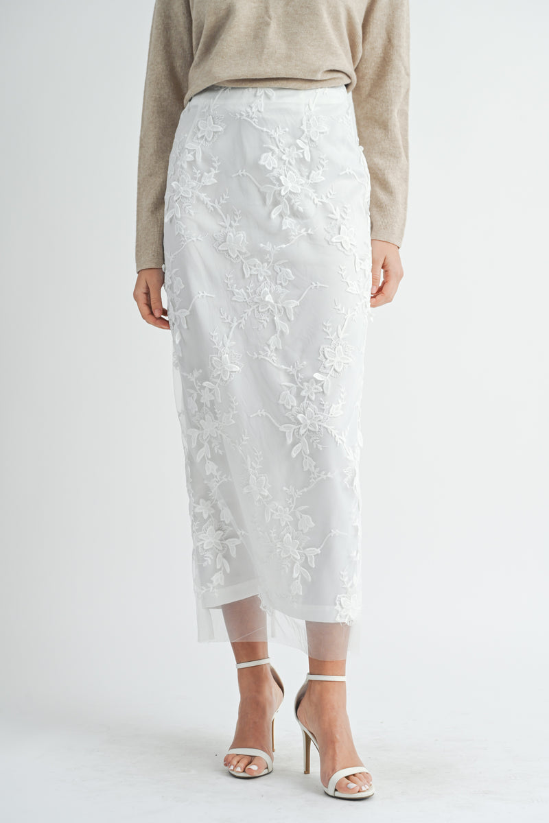 JESSAMINE FLORAL TEXTURED MIDI SKIRT