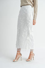 JESSAMINE FLORAL TEXTURED MIDI SKIRT