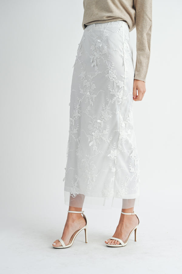 JESSAMINE FLORAL TEXTURED MIDI SKIRT