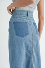 MORIAH DENIM SKIRT WITH SHADOW POCKET