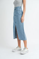 MORIAH DENIM SKIRT WITH SHADOW POCKET