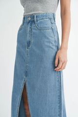 MORIAH DENIM SKIRT WITH SHADOW POCKET