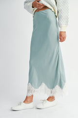MELISANDRE LACE HEM SATIN SKIRT