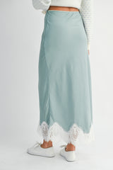 MELISANDRE LACE HEM SATIN SKIRT