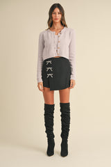 MARLEY BOW APPLIQUE MINI SKIRT