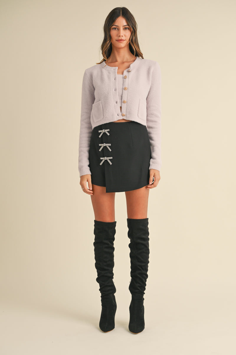 MARLEY BOW APPLIQUE MINI SKIRT