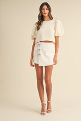 MARLEY BOW APPLIQUE MINI SKIRT