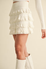 ODETTE KNIT RUFFLED TIERED MINI SKIRT